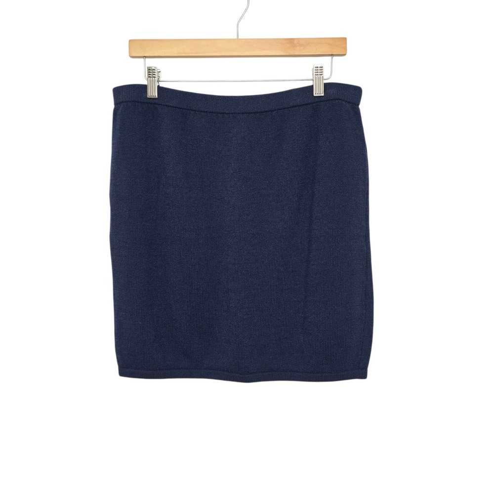 St. John SJK Navy Blue Santana Knit Pencil Skirt Size 14 Professional Career